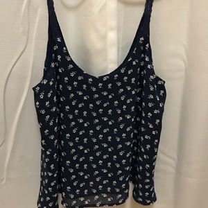 Blue tank top with white flowers